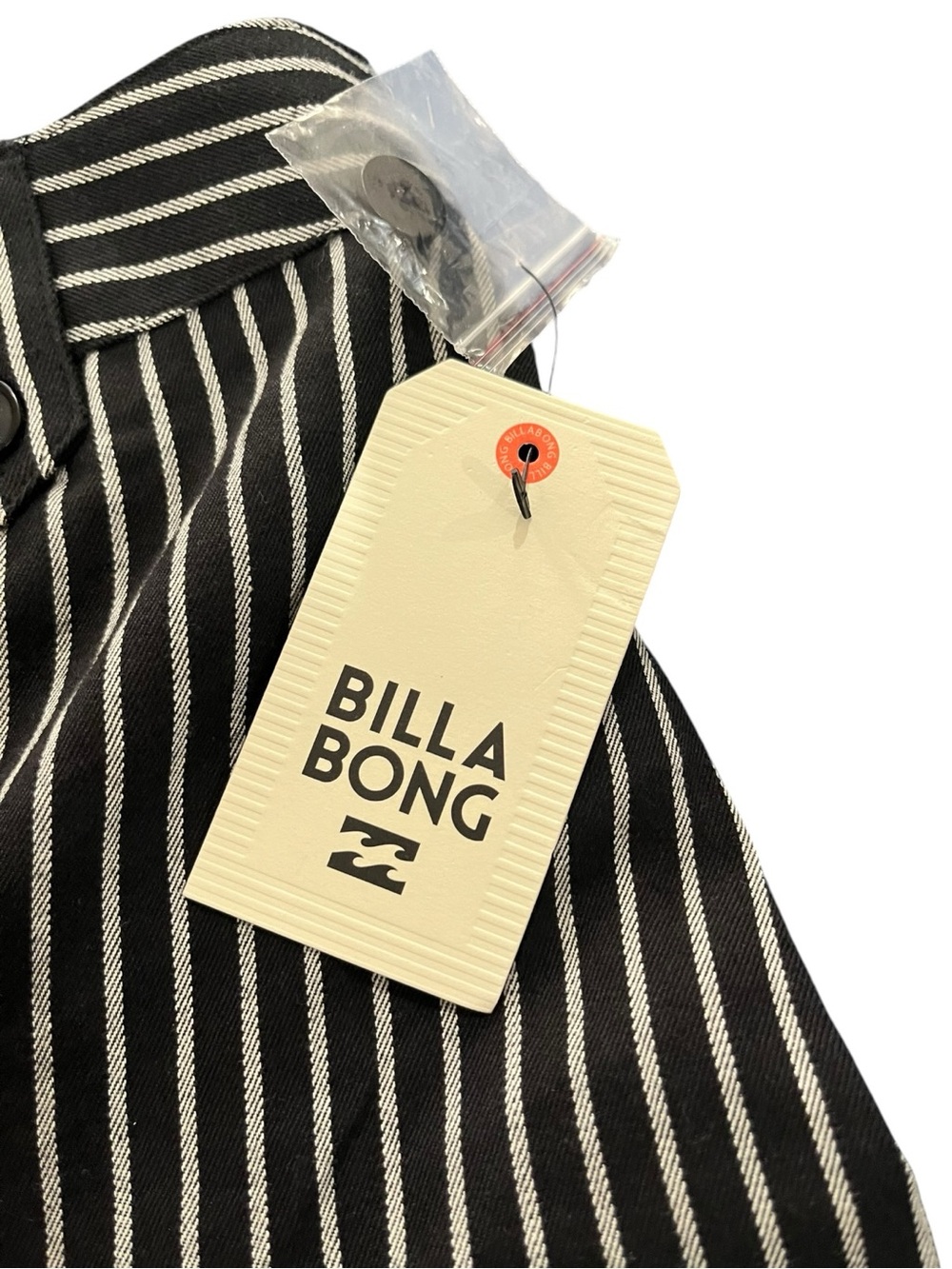 Billabong Black and White Vertical-Stripe Pants NWT - Picture 6 of 12